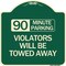 Signmission 90 Minute Parking Violators Will Towed Away Heavy-Gauge Aluminum Sign, 18" x 18", G-1818-24360 A-DES-G-1818-24360 - alternate 1